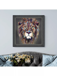 John Lewis Louise Luton 'Kendi' Lion Framed Print, 83 x 83cm, Brown/Multi - thumbnail 2