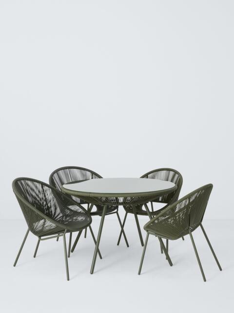 John Lewis Salsa 4-Seater Round Garden Dining Table & Chairs Set, Green - image 1