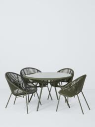 John Lewis Salsa 4-Seater Round Garden Dining Table & Chairs Set, Green - thumbnail 1