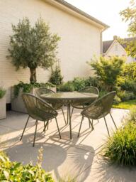 John Lewis Salsa 4-Seater Round Garden Dining Table & Chairs Set, Green - thumbnail 2
