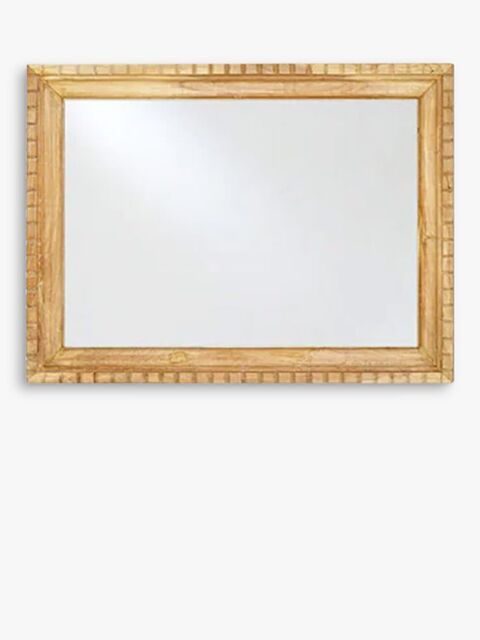 Nkuku Nalda Rectangular Carved Reclaimed Wood Wall Mirror, 90 x 120cm, Natural - image 1