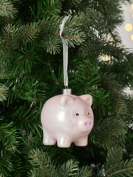 John Lewis The Enthusiast Piggy Bank Bauble, Pink - thumbnail 2