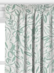 John Lewis Printed Leaves Made to Measure Curtains or Roman Blind, Dusty Green - thumbnail 2