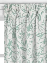 John Lewis Printed Leaves Made to Measure Curtains or Roman Blind, Dusty Green - thumbnail 4