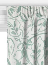 John Lewis Printed Leaves Made to Measure Curtains or Roman Blind, Dusty Green - thumbnail 3