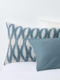 John Lewis Alta Pure Cotton Weave Duvet Cover Set, Blue - thumbnail 3