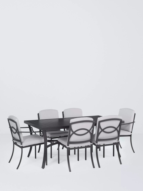 John Lewis Marlow Aluminium 6-Seater Rectangular Garden Dining Table & Chairs Set - image 1