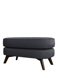 John Lewis Barbican Leather Footstool, Dark Leg - thumbnail 4