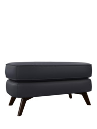 John Lewis Barbican Leather Footstool, Dark Leg - thumbnail 1