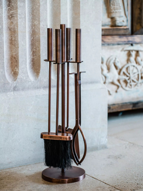 Ivyline Fireplace Tools Set Round, Antique Copper - image 1