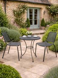 KETTLER Arna 2-Seater Round Garden Bistro Table & Chairs Set, Dark Grey - thumbnail 2