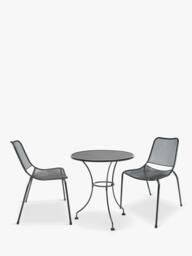 KETTLER Arna 2-Seater Round Garden Bistro Table & Chairs Set, Dark Grey
