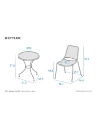 KETTLER Arna 2-Seater Round Garden Bistro Table & Chairs Set, Dark Grey - thumbnail 5