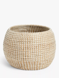 John Lewis Seagrass Indoor Planter, Natural / White - thumbnail 1