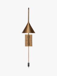 nkuku Thottam Adjustable Swing Arm Plug-In Wall Light, Antique Brass - thumbnail 2
