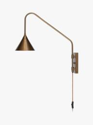 nkuku Thottam Adjustable Swing Arm Plug-In Wall Light, Antique Brass - thumbnail 3