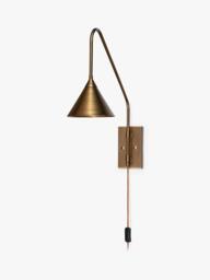 nkuku Thottam Adjustable Swing Arm Plug-In Wall Light, Antique Brass - thumbnail 1