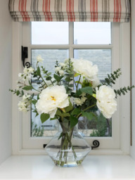 Floralsilk Artificial Peony & Eucalyptus in Glass Vase, 46cm, White/Green - thumbnail 2