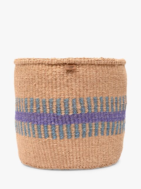 The Basket Room Huduma Woven Storage Basket, Natural/Lavender, Large - image 1