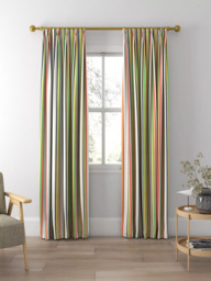 Harlequin Helter Skelter Stripe Made to Measure Curtains and Roman Blind, Navy/Poppy/Apricot - thumbnail 5