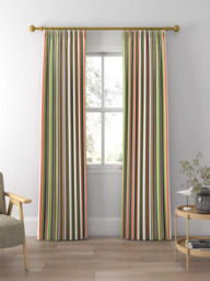 Harlequin Helter Skelter Stripe Made to Measure Curtains and Roman Blind, Navy/Poppy/Apricot - thumbnail 3