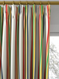 Harlequin Helter Skelter Stripe Made to Measure Curtains and Roman Blind, Navy/Poppy/Apricot - thumbnail 2