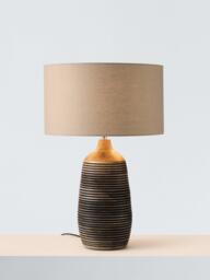 John Lewis Kerala Grooved Table Lamp, Mangowood - thumbnail 1
