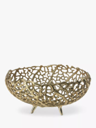 Culinary Concepts Coral Footed Metal Basket Bowl, 19cm, Gold
