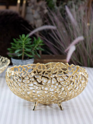 Culinary Concepts Coral Footed Metal Basket Bowl, 19cm, Gold - thumbnail 2