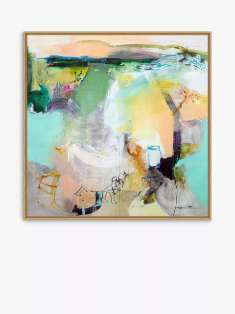 John Lewis Natasha Barnes 'Homeward Bound' Abstract Framed Canvas Print, 106 x 106cm, Green/Multi - image 1