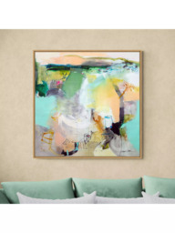 John Lewis Natasha Barnes 'Homeward Bound' Abstract Framed Canvas Print, 106 x 106cm, Green/Multi - thumbnail 2