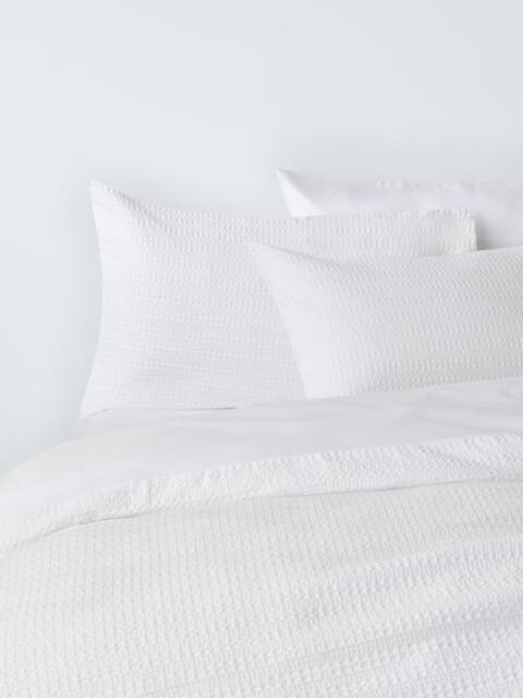 John Lewis Waffle Stripe Duvet Cover Set, White - image 1