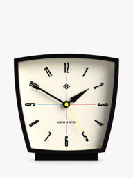 Newgate Clocks Odyssey Silent Sweep Analogue Mantel Clock, 20cm, Black