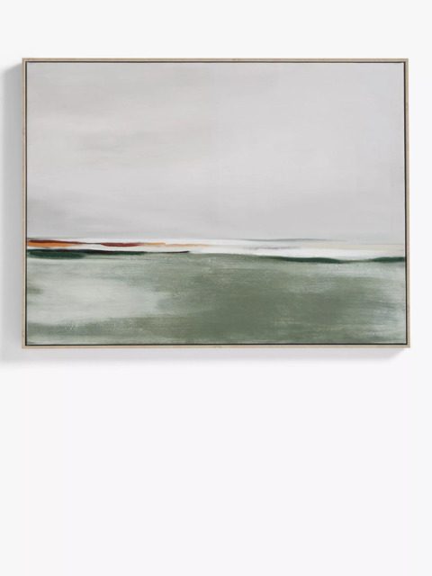 John Lewis 'Misty Fields' Abstract Framed Canvas, 75 x 100cm, Green/Multi - image 1