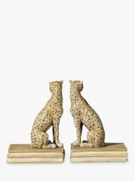 OKA Lakadema Leopard Bookends, Set of 2, Cream - thumbnail 3