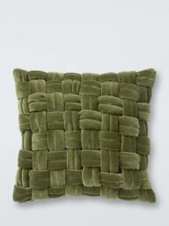 John Lewis Velvet Basket Weave Cushion - thumbnail 1
