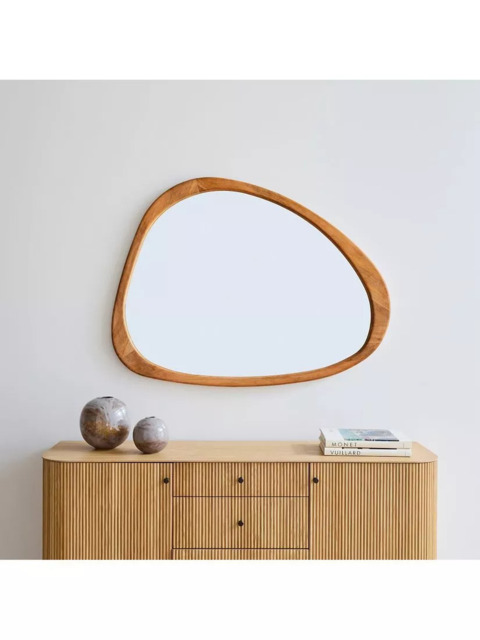 West Elm Mid Century Asymmetrical Acacia Wood Wall Mirror, 103 x 129cm, Acorn - image 1