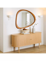 West Elm Mid Century Asymmetrical Acacia Wood Wall Mirror, 103 x 129cm, Acorn - thumbnail 3