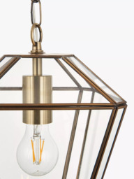 John Lewis Timeless Glass Lantern Ceiling Light, Clear/Antique Brass - thumbnail 3