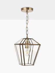 John Lewis Timeless Glass Lantern Ceiling Light, Clear/Antique Brass - thumbnail 2