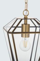 John Lewis Timeless Glass Lantern Ceiling Light, Clear/Antique Brass - thumbnail 4