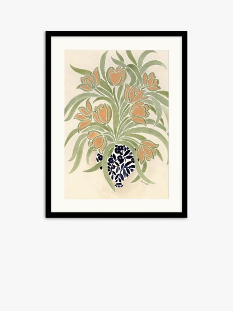 John Lewis La Poire 'Apricot Tulips' Framed Print & Mount, Green/Orange - image 1