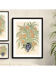 John Lewis La Poire 'Apricot Tulips' Framed Print & Mount, Green/Orange - thumbnail 2