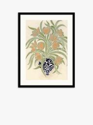 John Lewis La Poire 'Apricot Tulips' Framed Print & Mount, Green/Orange