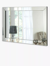 Yearn Bevelled Mitre Glass Rectangular Frame Wall Mirror, Clear/Black - thumbnail 1