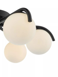 Där Orlena 6 Arm Opal Glass Semi Flush Ceiling Light, Black - thumbnail 4