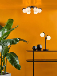 Där Orlena 6 Arm Opal Glass Semi Flush Ceiling Light, Black - thumbnail 5