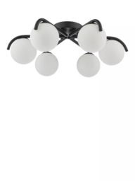 Där Orlena 6 Arm Opal Glass Semi Flush Ceiling Light, Black - thumbnail 2