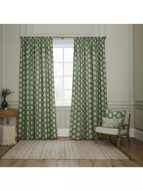 Sanderson Sessile Leaf Pair Lined Pencil Pleat Curtains - image 1