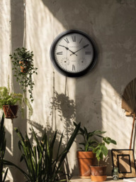 Brookpace Lascelles Roman Numeral Outdoor Wall Clock with Temperature & Humidity, 36cm, Brown - thumbnail 4
